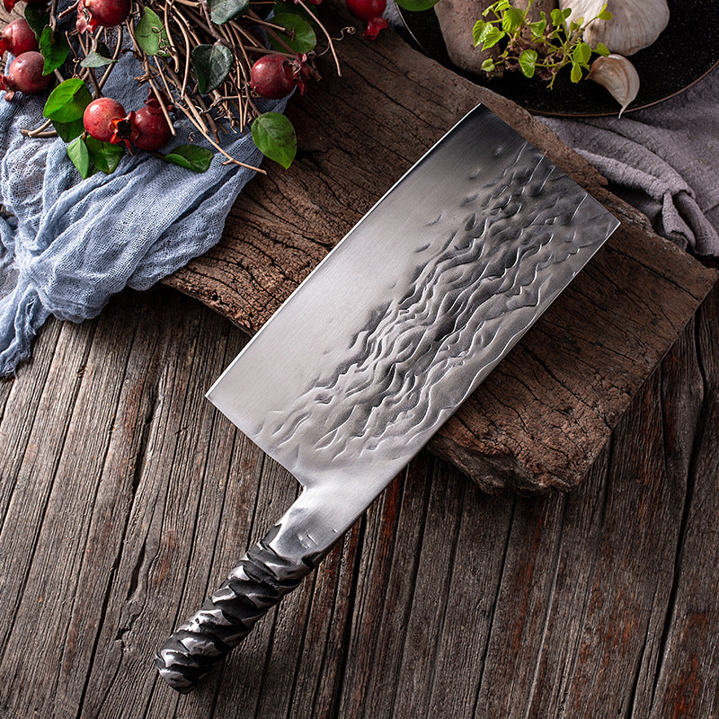 Hand Hammered Forged Dual Purpose Round Head Kitchen Knife, Chinese Kitchen  Knife, high quality and Carefully polished