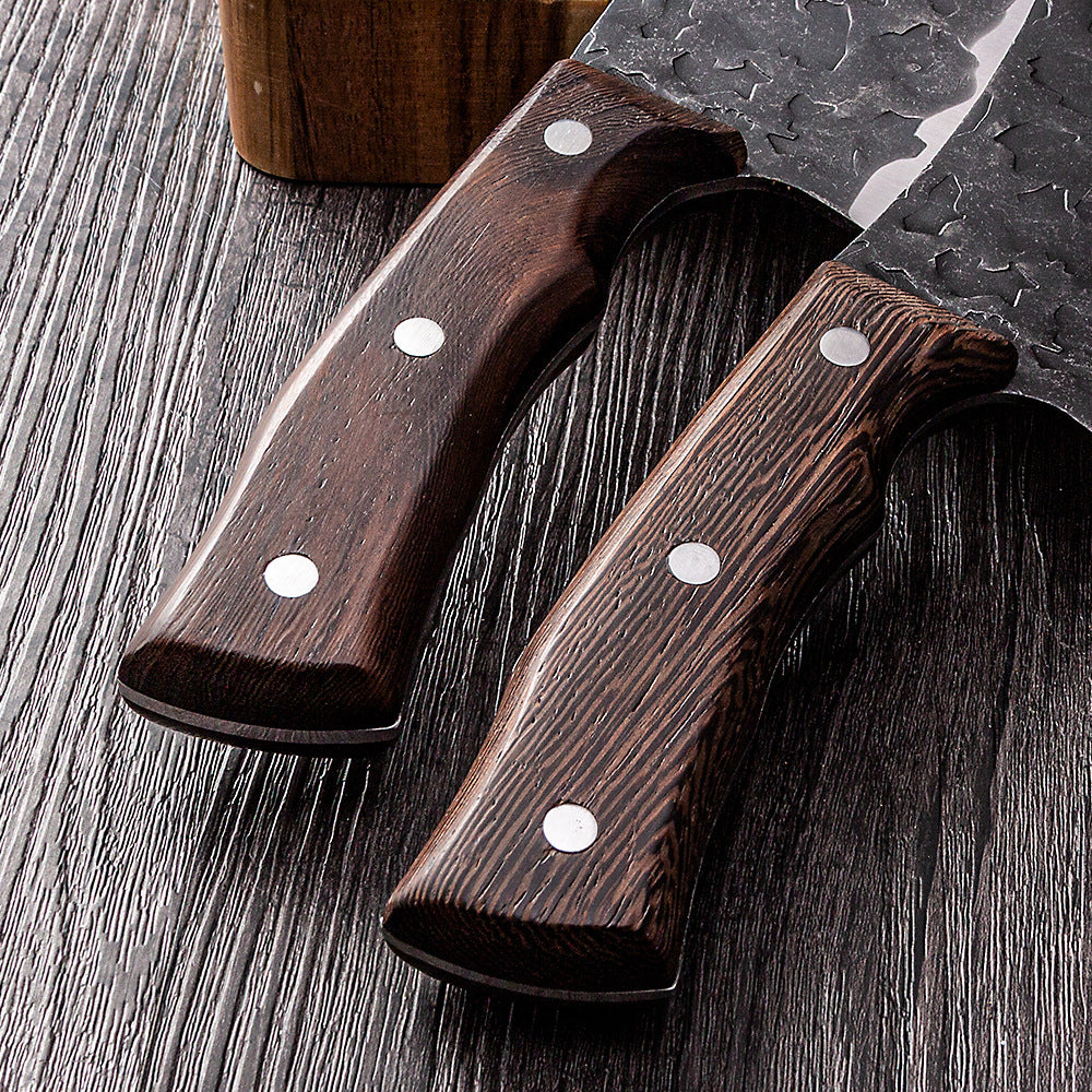 Cleaver Butcher Knife Set Handmade Forged Steel Wood Handle
